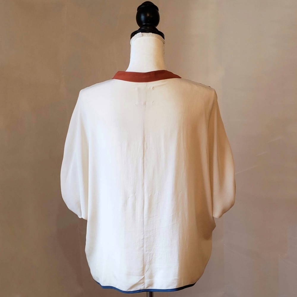 Line & Dot Cream Button Down Block Color Tunic - image 5